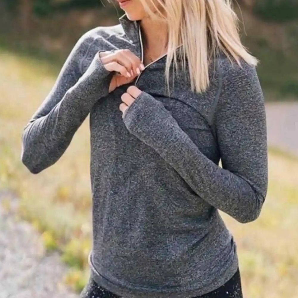 Zyia Fog Performance 1/4 Zip Gray Pullover XL